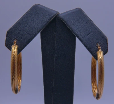 (MA1) 14k Yellow Gold 1.2g Oval Hoop Earrings - Image 1 of 4