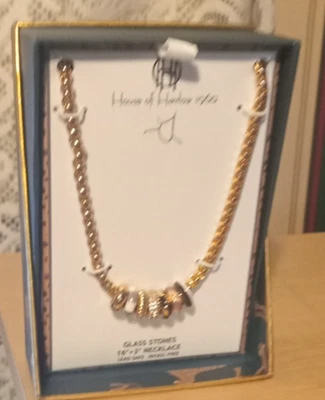 House of Harlow 1960 16”+3”necklace Glass Stones gold tone lead safe Nickel free - Image 1 of 3