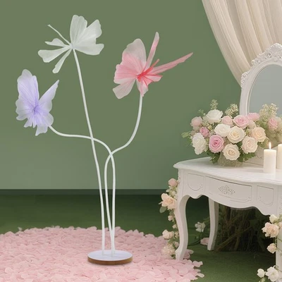 Decoraciones de mariposa gigante artificial de 3 cabezas para decoración de bodas de interior/exterior Foto 1 de 4
