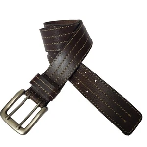 Cintura uomo Aeropostale sm 31-35 larga 2 punte pelle marrone casual jeans elegante - Foto 1 di 5