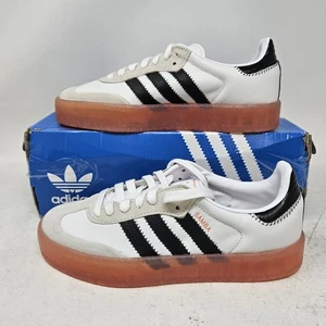 Women's Adidas Sambae White Leather Comfy Platform Shoes / JI3072 / Size 8.5 - Picture 1 of 7