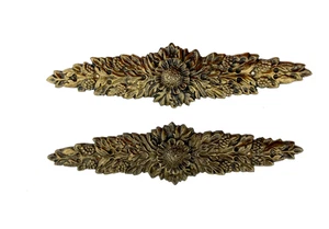 2 VTG Bombay Company Brass Ormolu Furniture Wall Frame Decor Flower & Grapes NOS - Picture 1 of 8