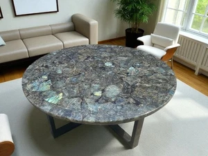 Divano centrale 30" rotondo in pietra di labradorite tavolino cristallo pietra preziosa curativa de - Foto 1 di 7