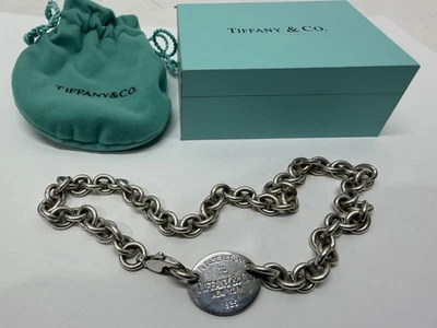 Gargantilla Tiffany & Co. Collar Plata de Ley 925 Etiqueta Ovalada Regreso a Tiffany 15" Foto 1 de 4