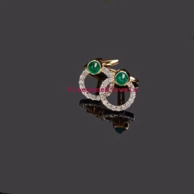 Natural Emerald & CZ Stones Gold Plated 925 Sterling silver Cufflinks for Men #5 Foto 1 de 4