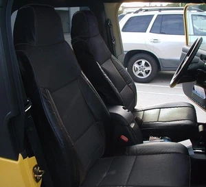 JEEP WRANGLER 03-06 BLACK LEATHER-LIKE CUSTOM MADE FIT FRONT AND REAR SEAT COVER - Picture 1 of 1