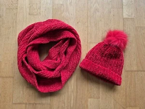 Mütze-Loop-Set Damenmütze Schal Wintermütze Schlauchschal Mütze Strickmütze ROT - Bild 1 von 3