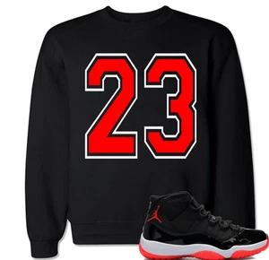 23 Suéter Rojo a Juego con Air Js 11 Retro 11 Bred Negro Rojo Universitario Zapatos - Imagen 1 de 10