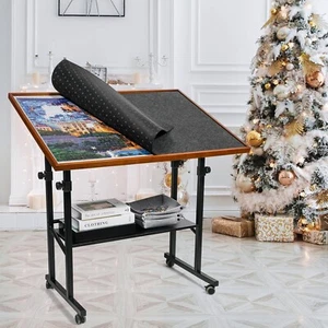 1500 Pieces Jigsaw Puzzle Table with Legs 36x26 Adjustable Height Puzzle Board - Picture 1 of 8