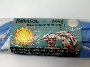 Vintage 50er Jahre Sonnenschirm Hut - tragbarer Regenschirm - Made in Hong Kong - neu in Verpackunga - Bild 1 von 5