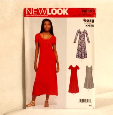 New Look N6597 Easy Knit Tshirt Dress 3 Variations Sz 10-22 Cut Simplicity 2019 - Image 1 of 4