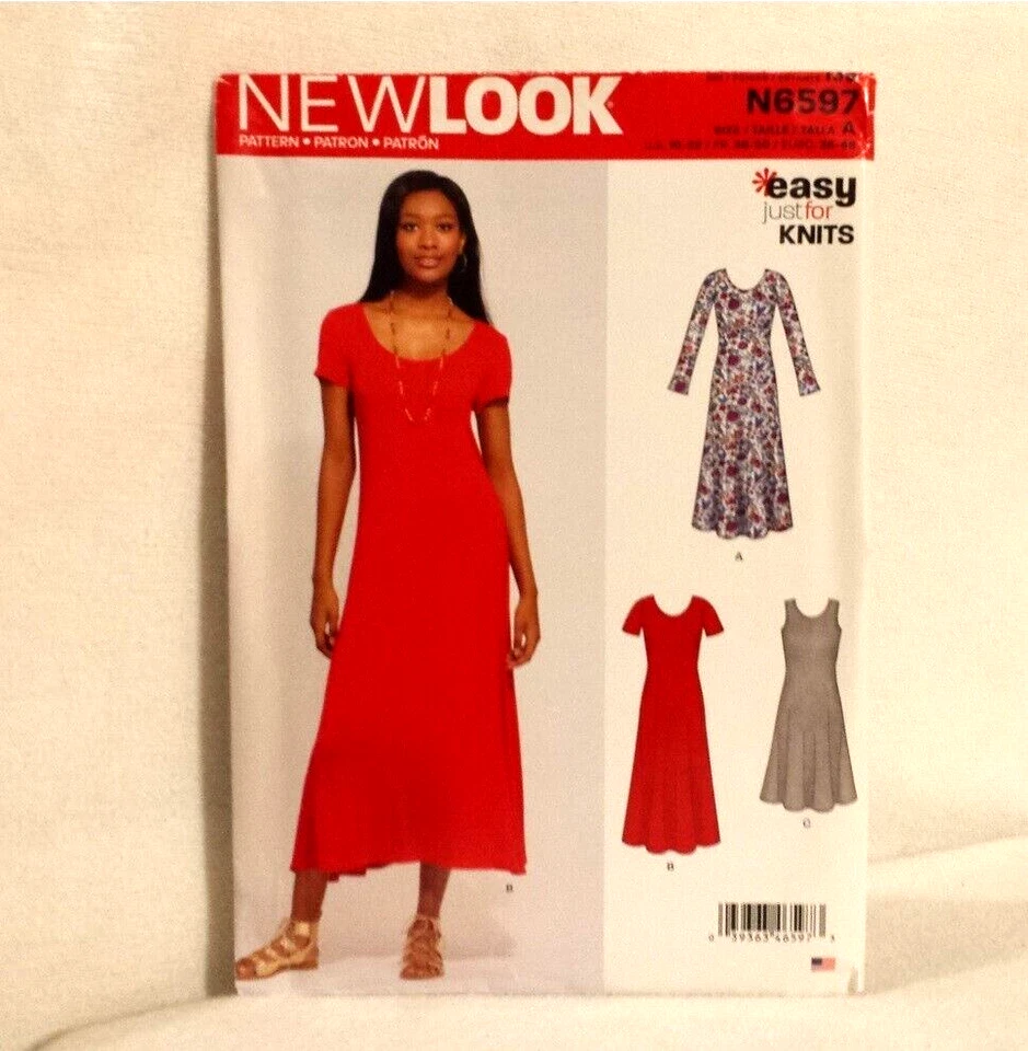 New Look N6597 Easy Knit Tshirt Dress 3 Variations Sz 10-22 Cut Simplicity 2019 - Image 1 of 4
