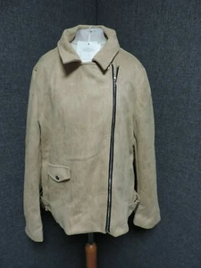 Missguided Plus Size Faux Suede Biker Jacket camel UK 16 RRP £45 LN022 BB 10 - Picture 1 of 5