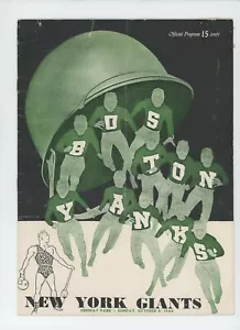 Programa de fútbol americano 1944 New York Giants Boston Yanks buen estado/buen estado - Imagen 1 de 2