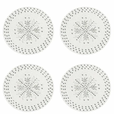 x4 Juego de manteles Tahari con cuentas de plata copo de nieve lentejuelas blanco vacaciones de Navidad Foto 1 de 4