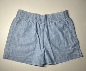 J Crew Tropez Chambray Shorts Womens XS Blue Cotton Pull On Comfy Beachy Casual - Picture 1 of 7