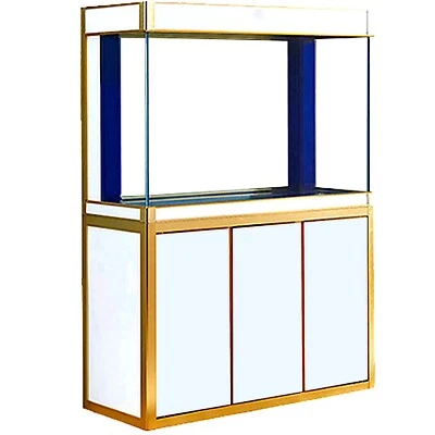 135-Gallon Tempered Glass Aquarium Bundle – White & Gold - Image 1 of 4