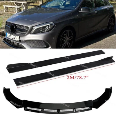 For Benz A Class W176 W177 Side Skirts+Front Bumper Lip Splitter Spoiler Kit - Image 1 of 4