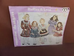 Girls Dresses Sizes 5-7 Uncut Pattern Ruffles & Lace Sunrise Designs - Picture 1 of 2