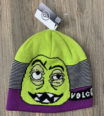 Gorro Volcom Faces púrpura verde juvenil niño 8-20 nuevo Foto 1 de 4