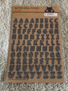 NUEVO 87 Pegatinas de Letras Alfabeto Brillo Negro Plata Halloween - Imagen 1 de 4