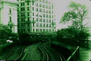5X7 B&W PHOTO NY CITY EL MUDC AT BATTERY PLACE ON 6TH & 9 AVE EL MANHATTAN 1938 - Picture 1 of 1