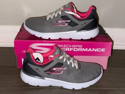 Skechers Go Run 400 Running Shoes Sneaker Women's Size 8 Gray Pink Lace Up 14350 - Image 1 of 4