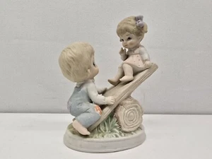 Homco 1406 Vintage Little Boy & Girl On See Saw Teeter Totter Statue Figurine - Picture 1 of 5