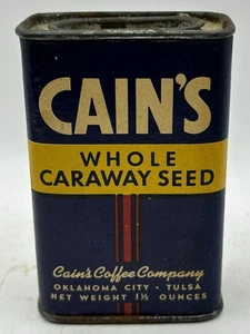 Old Pantry Find Vintage CAIN’S Caraway Seed Advertising Spice Cardboard Tin Can - Picture 1 of 11