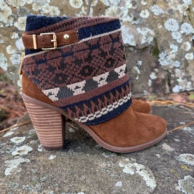 Botín Jessica Simpson Cassley Boho Cuero y Tejido Forrado en Piel Suroeste Talla 7.5 Foto 1 de 4