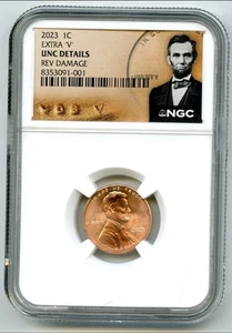 2023 Extra V Shield Cent 1c Unc Details NGC Rev Damage!πΊπΈπ―β¨ - Picture 1 of 3