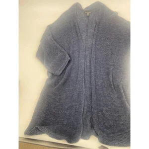Eileen Fisher Organic Linen Navy Open Knit Cardigan Duster Sweater Blue Medium - Bild 1 von 11