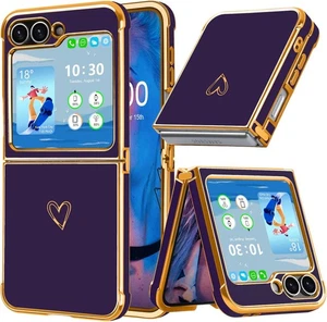 Schutzhülle Für Samsung Galaxy Z Flip 7 FE 6 5 Handy Case Herz Cover Plating TPU - Picture 1 of 14
