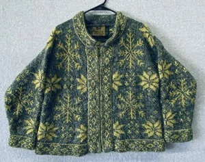 LUX Peruvian Trading Co Sweater Jacket L Art to Wear Nordic Icelandic Ski Zip - Bild 1 von 9