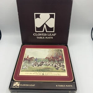 Vintage CloverLeaf Table Mats Set of 6 Hunting Scene Placemats Boxed Retro - Picture 1 of 5