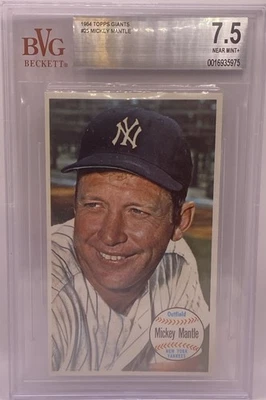 1964 Topps Giants Mickey Mantle #25 en muy buena condición 7,5 New York Yankees HOF GRADUADO BGS Foto 1 de 2