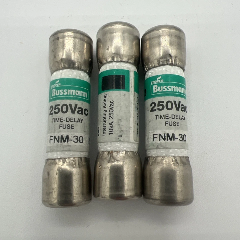 LOTE DE 3 fusibles de retardo de tiempo Bussman FNM-30 250 vac. Foto 1 de 1