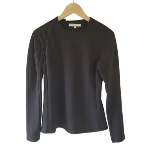 Tibi schwarze Langarm-Bluse mit Rundhalsausschnitt Gr. 4 Reißverschluss hinten ziemlich luxuriös Büro Sirene - Bild 1 von 10