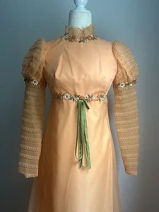 Vintage ILGWU 1960s Peach Party Dress sz S - Picture 1 of 11
