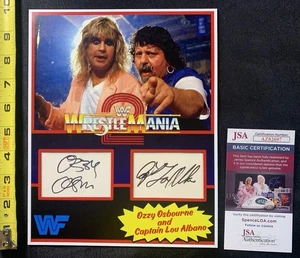 Carta Wrestlemania personalizzata firmata Ozzy Osbourne/Captain Lou Albano Jumbo 8x10 JSA - Foto 1 di 8