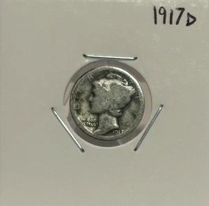 Moneda de diez centavos Mercury 1917 D, 90 % plata, ¡de colección extremadamente baja! 🔥🔥 - Imagen 1 de 2