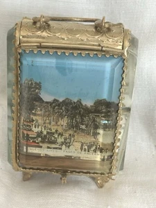 EINZIGARTIGER VIKTORIANISCHER TASCHENUHRENHALTER AUS ABGESCHRÄGTEM GLAS und BRONZE um 1900 - Bild 1 von 7