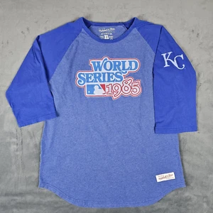Kansas City Royals Shirt Mens XL Blue Baseball Mitchell Ness Retro Distressed - Picture 1 of 10