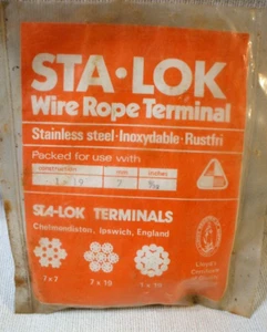 Sta-Lok Stainless Steel Wire Rope Terminal  "New Old Stock in Pkg" 1x19 7mm 9/32 - Foto 1 di 9