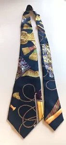 Vintage Hermes LES TAMBOURS Joachim Metz Print Scarf Silk Neck Tie - Picture 1 of 9