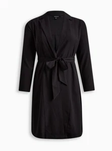 Torrid Studio Crepe Drape Collared Trench Coat Black 2 2X 18 20 #B91788 - Picture 1 of 4