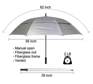 KUD Auto Open Manual stick Golf Umbrella Oversize Windproof Double Canopy - Picture 1 of 15
