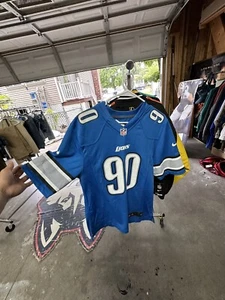 DETROIT LIONS JERSEY CAMISETA NDAMUKONG SUH NFL FOOTBALL SHIRT NIKE SIZE S BLUE - Picture 1 of 5