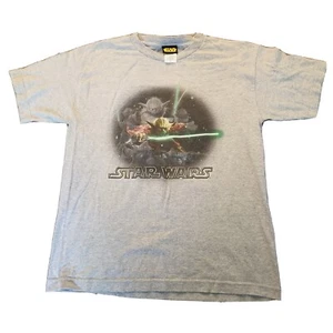 STARS WARS YODA GLOW IN DARK YOUTH XL GRAY T-SHIRT - Revenge of the Sith Movie - Picture 1 of 3