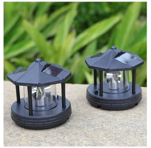 Solar LED Beacon Rotating Garden Outdoor Smoke Tower Lamp Lighthouse Lights - Picture 1 of 7